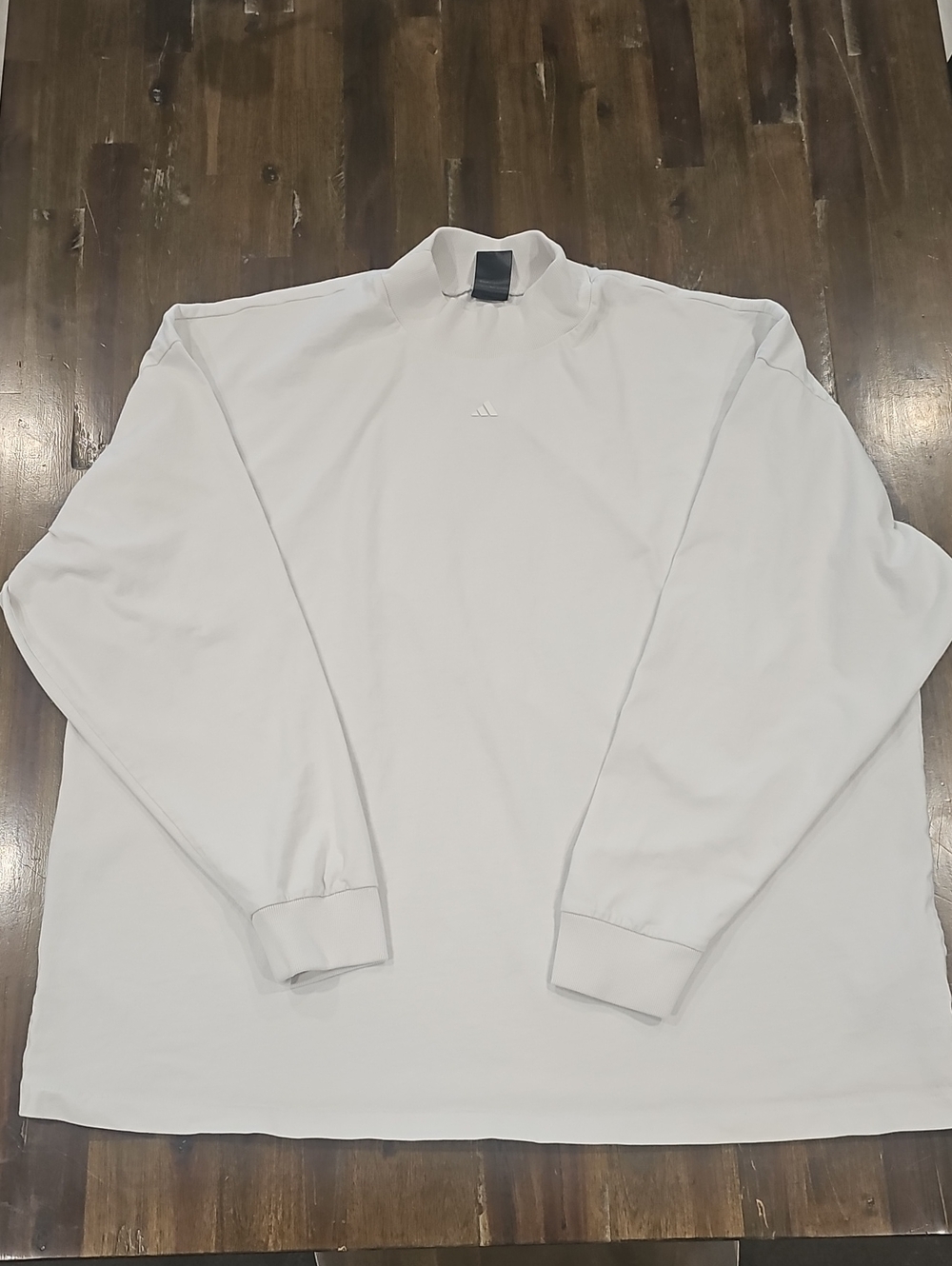 adidas Off White Mock Neck Long Sleeve Heavyweight T